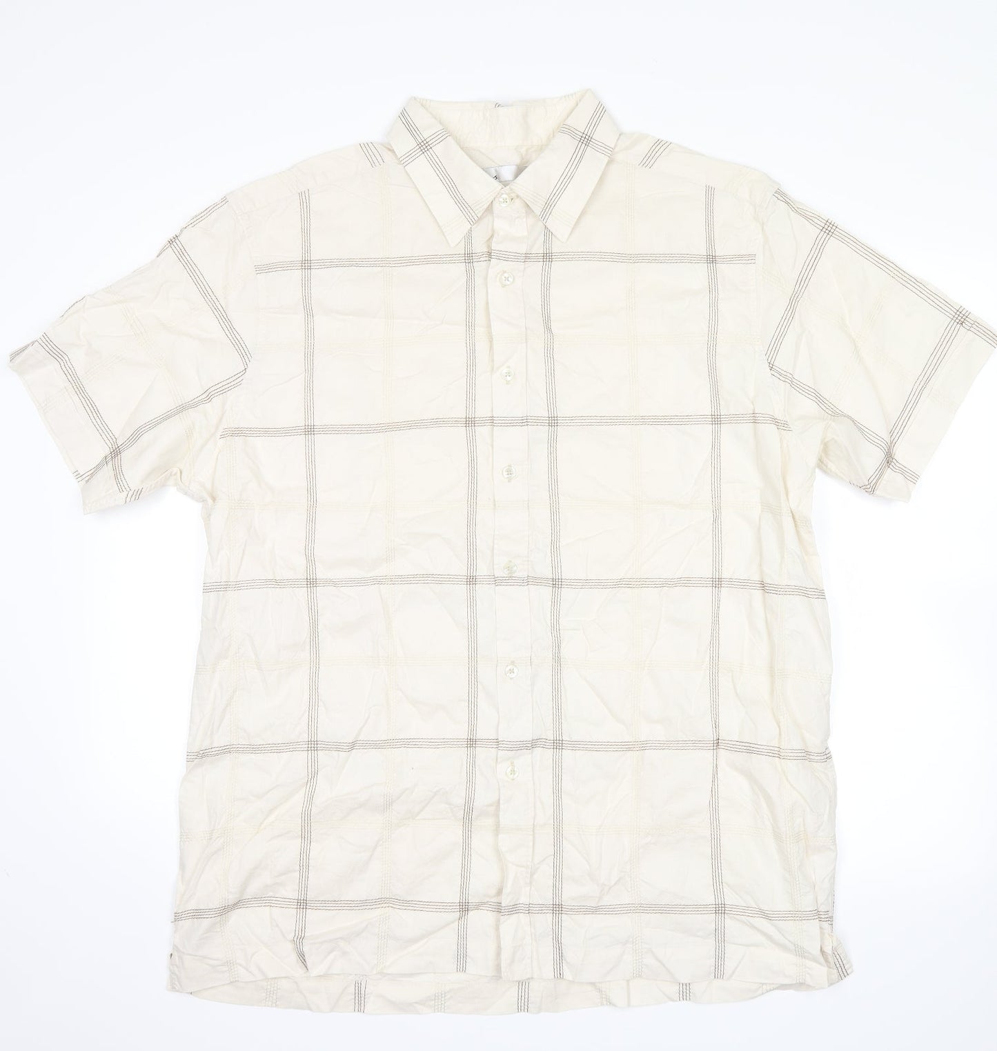 Mens UK Size XL BHS White  Button-Up Short Sleeve Casual Shirt