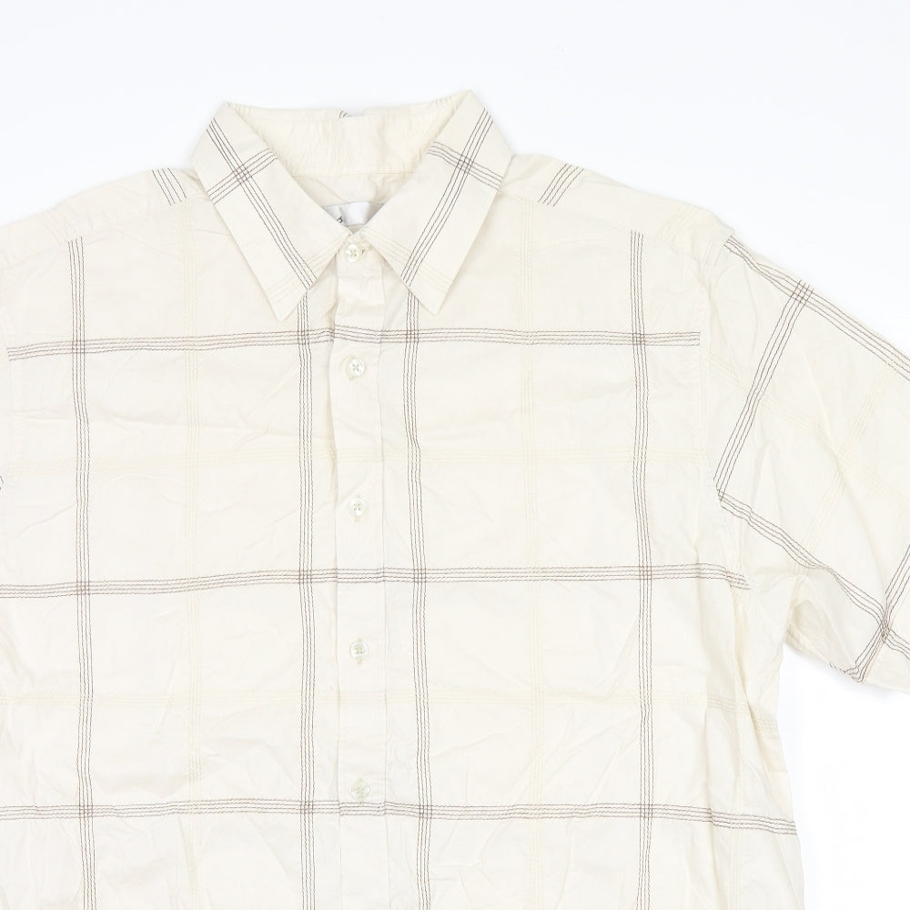 Mens UK Size XL BHS White  Button-Up Short Sleeve Casual Shirt