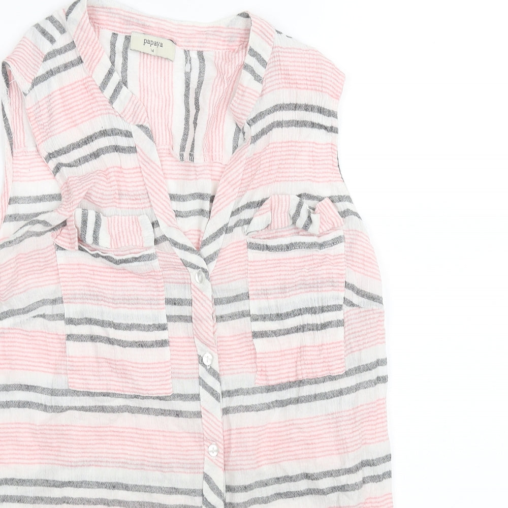 Papaya Womens Pink Striped  Basic Button-Up Size 14