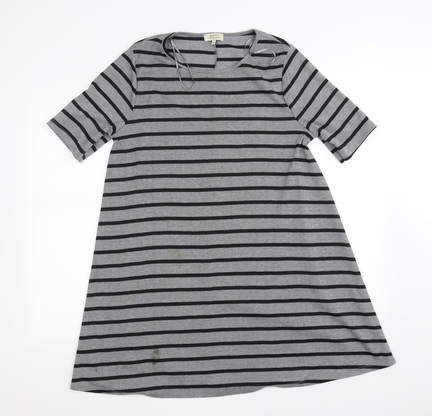 Papaya Womens Grey Striped  A-Line  Size M