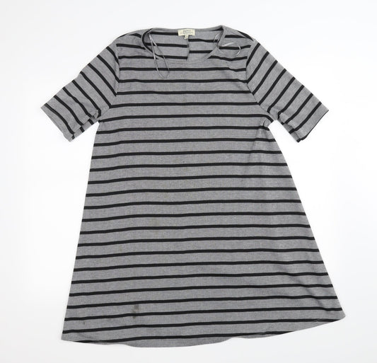 Papaya Womens Grey Striped  A-Line  Size M