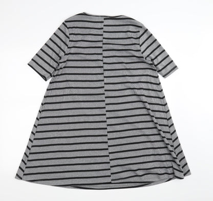 Papaya Womens Grey Striped  A-Line  Size M