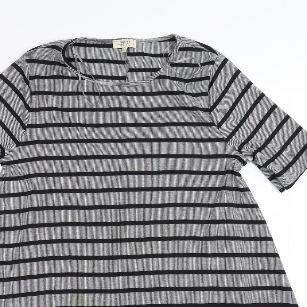Papaya Womens Grey Striped  A-Line  Size M