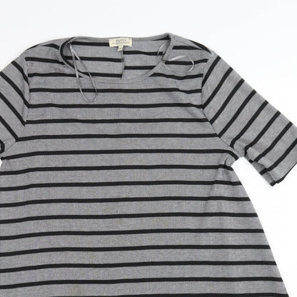 Papaya Womens Grey Striped  A-Line  Size M