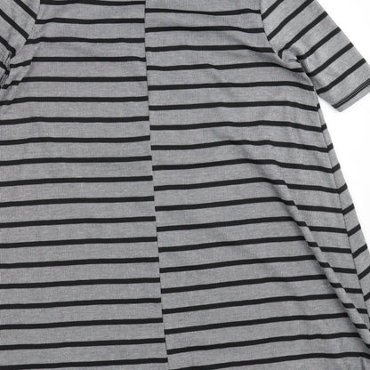 Papaya Womens Grey Striped  A-Line  Size M