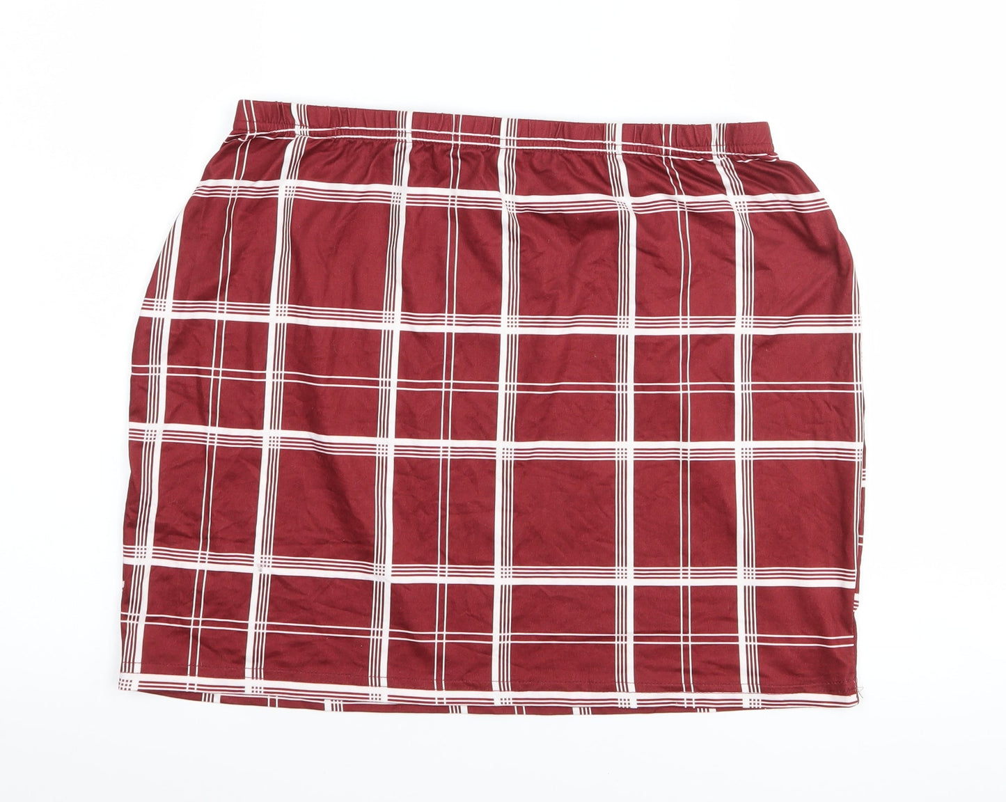 SheIn Womens Red Check  Bandage Skirt Size XL