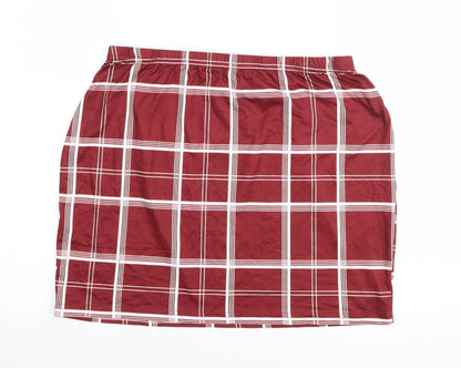 SheIn Womens Red Check  Bandage Skirt Size XL