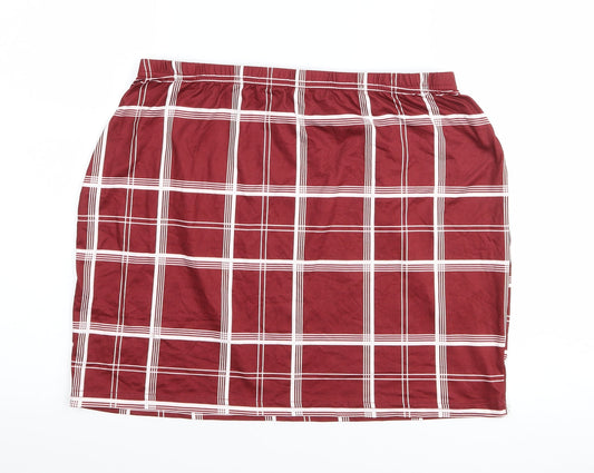 SheIn Womens Red Check  Bandage Skirt Size XL