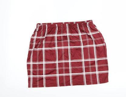 SheIn Womens Red Check  Bandage Skirt Size XL