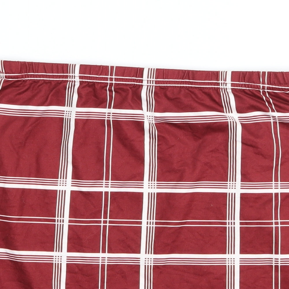 SheIn Womens Red Check  Bandage Skirt Size XL