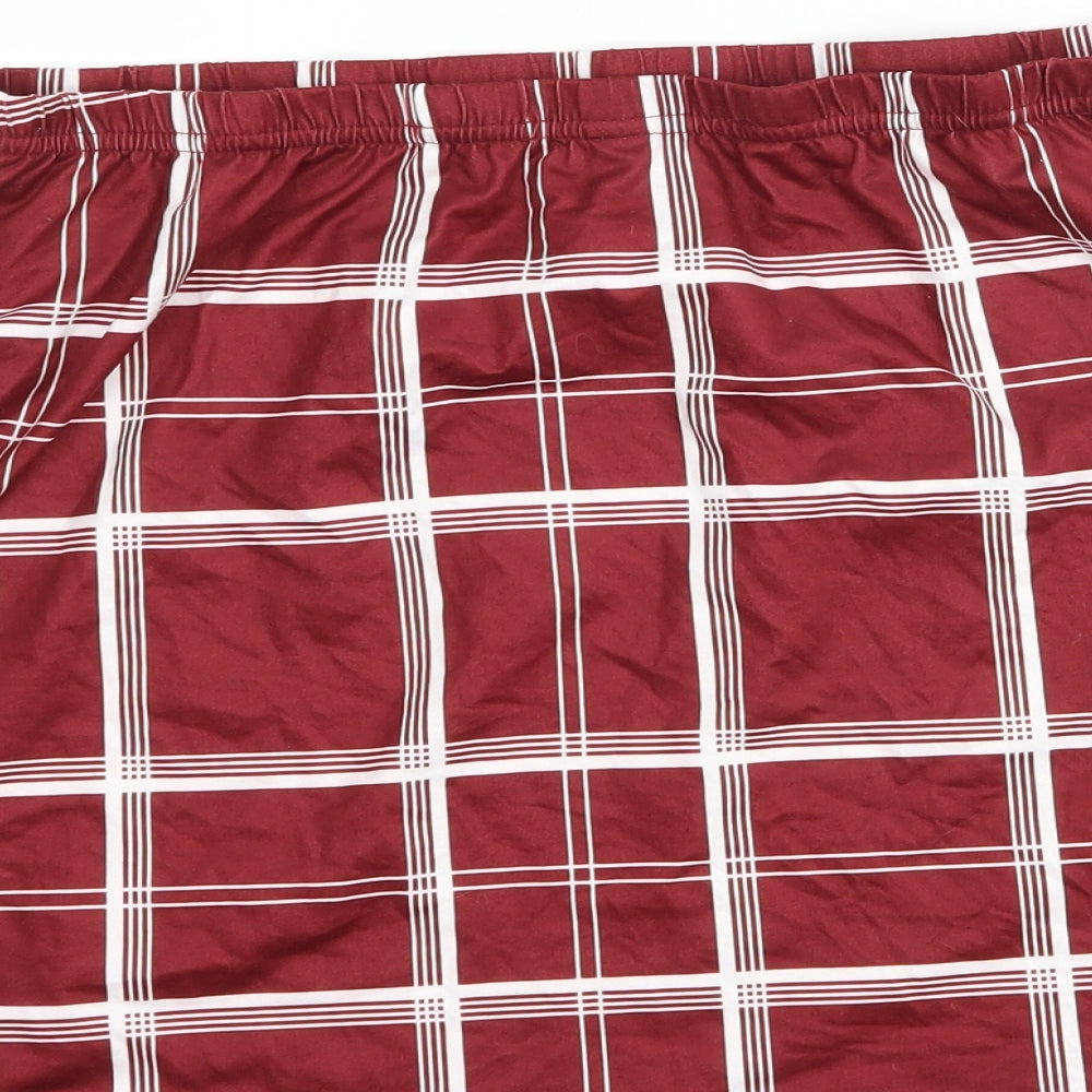 SheIn Womens Red Check  Bandage Skirt Size XL