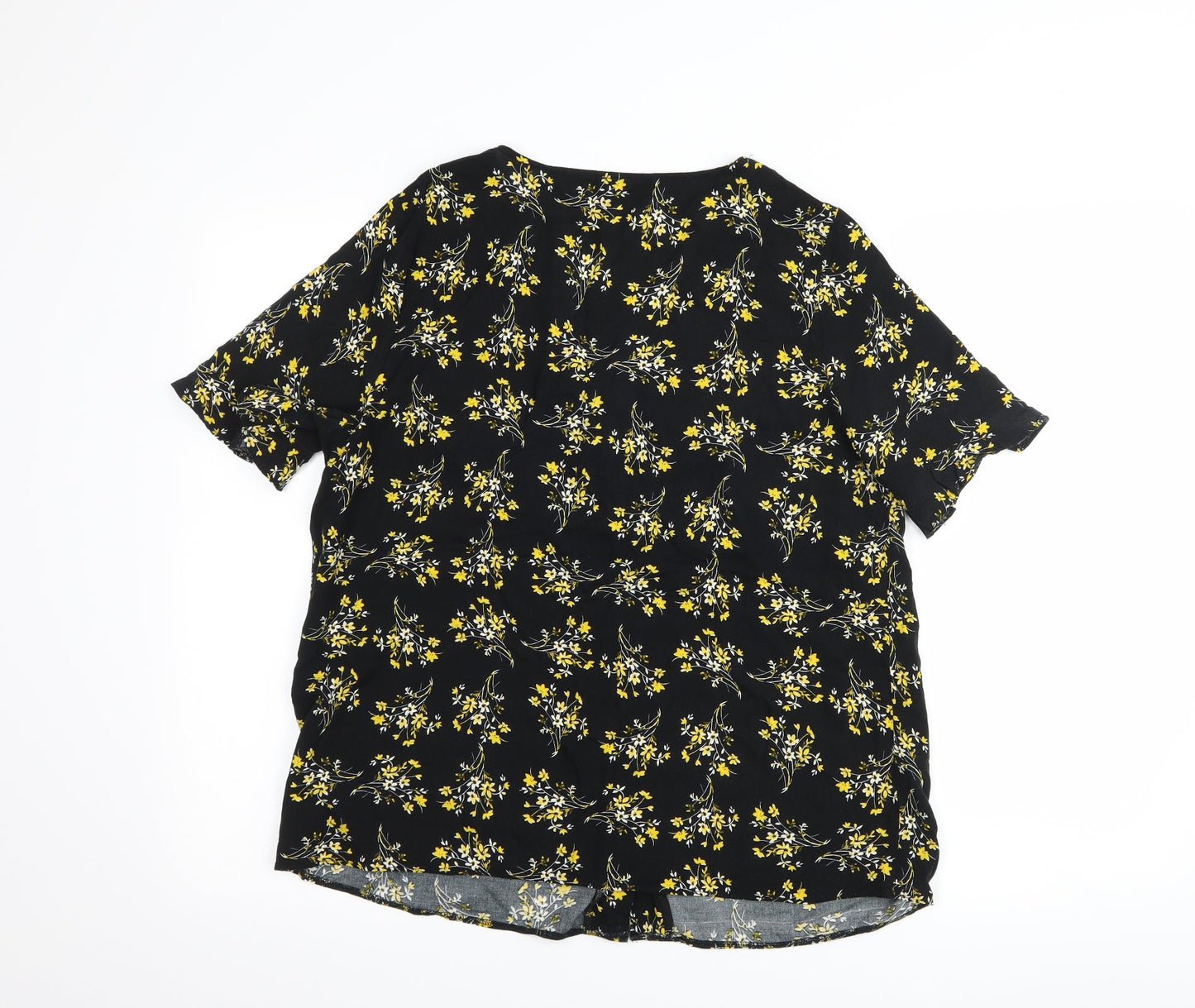 Papaya Womens Black Floral  Basic Button-Up Size 16