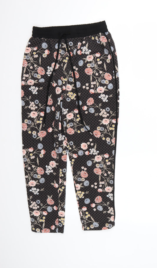 New Look Womens Black Floral  Harem Trousers Size 4 L23 in