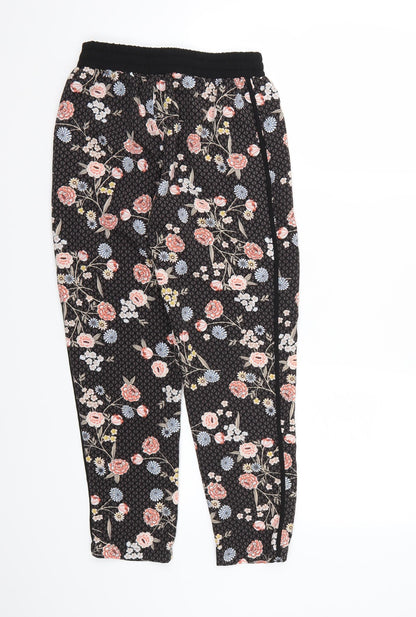 New Look Womens Black Floral  Harem Trousers Size 4 L23 in