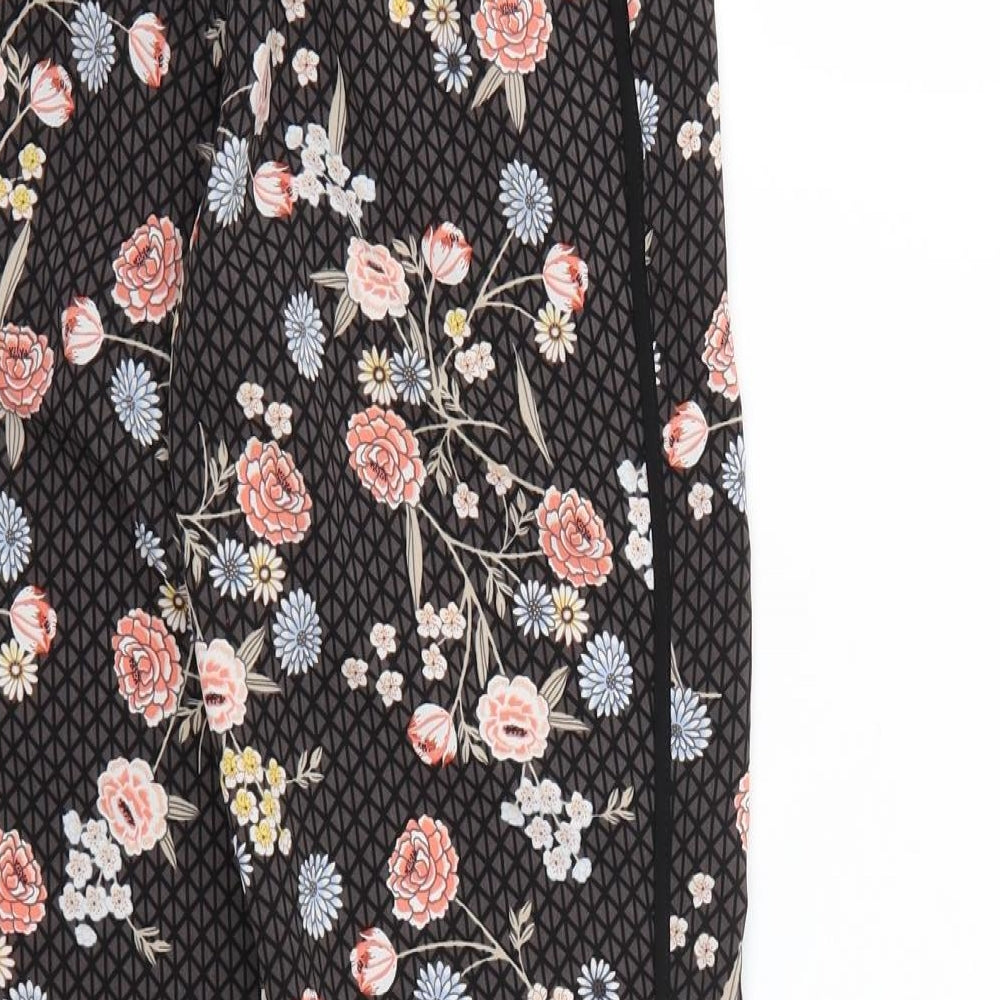 New Look Womens Black Floral  Harem Trousers Size 4 L23 in