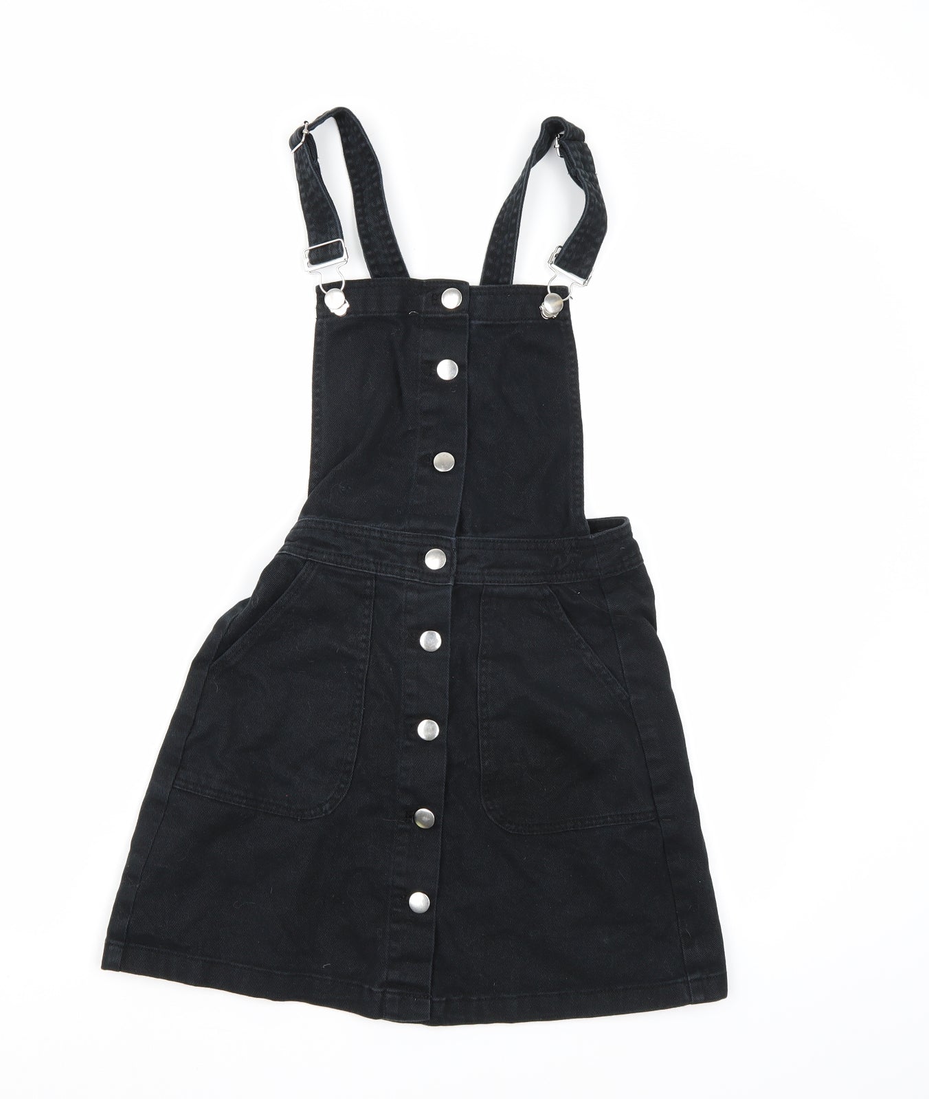 Divided by H&M Womens Black  Denim Pinafore/Dungaree Dress  Size 6