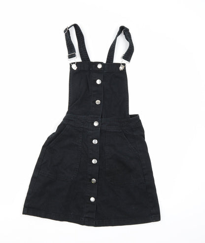 Divided by H&M Womens Black  Denim Pinafore/Dungaree Dress  Size 6