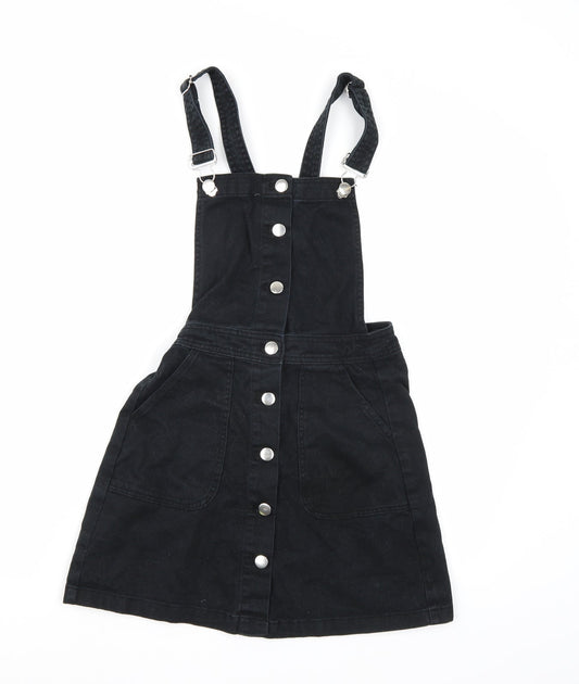 Divided by H&M Womens Black  Denim Pinafore/Dungaree Dress  Size 6