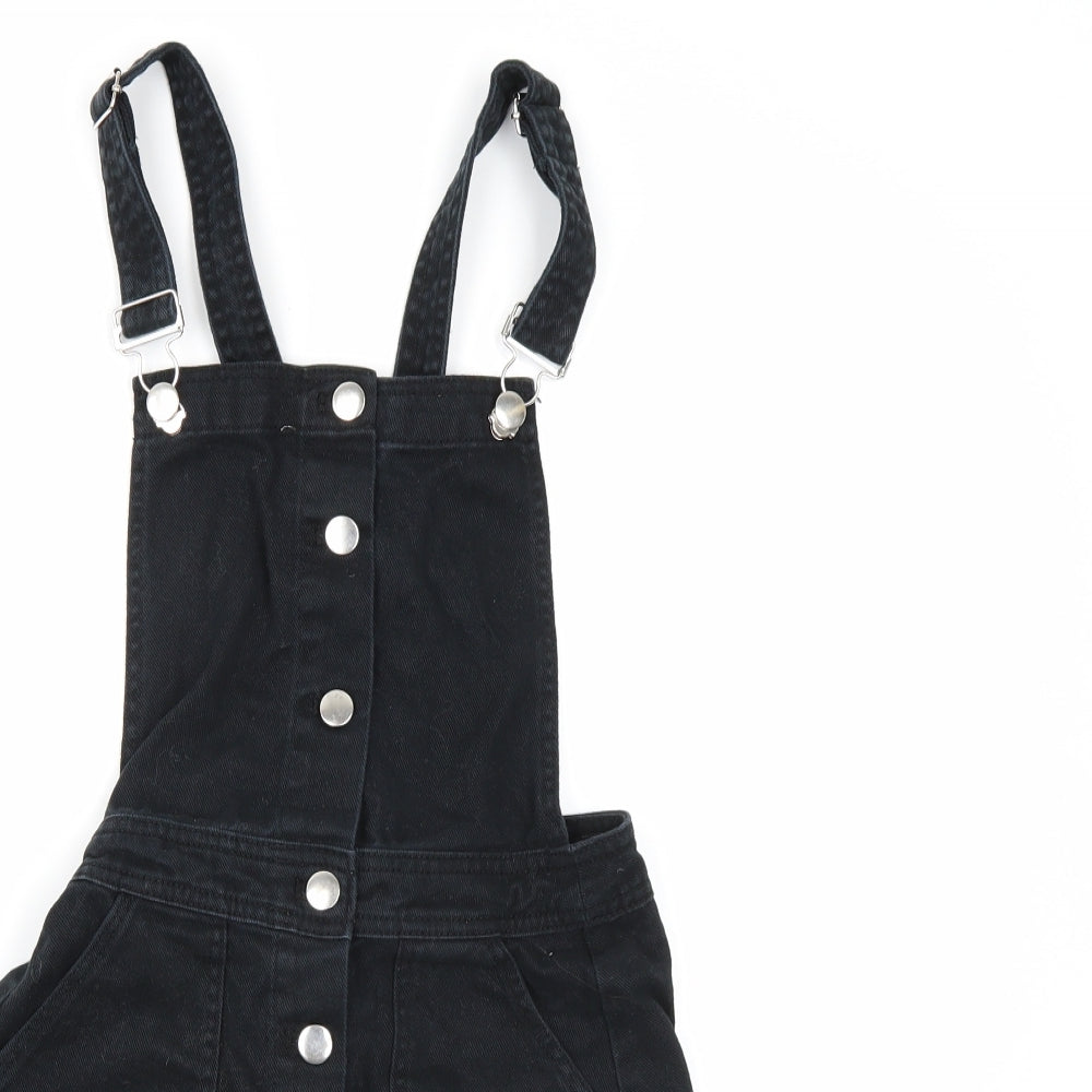 Divided by H&M Womens Black  Denim Pinafore/Dungaree Dress  Size 6
