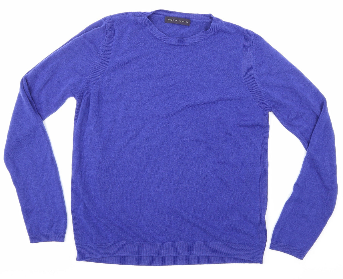 Marks & Spencer  Womens Blue Houndstooth  Pullover Sweatshirt Size 12
