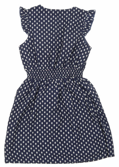 ginger soul Womens Blue Polka Dot  Skater Dress  Size S