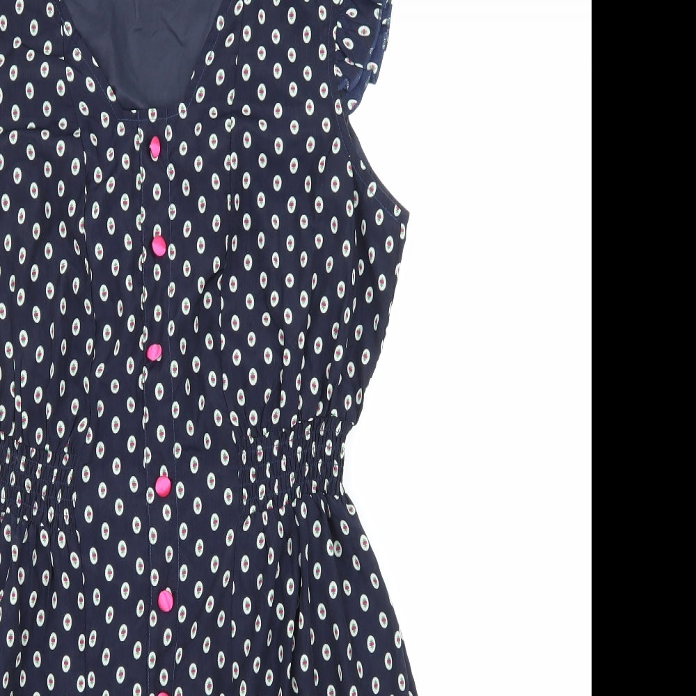 ginger soul Womens Blue Polka Dot  Skater Dress  Size S