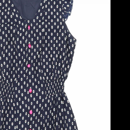 ginger soul Womens Blue Polka Dot  Skater Dress  Size S