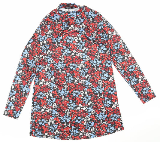 Boohoo Womens Black Floral  Pencil Dress  Size 12