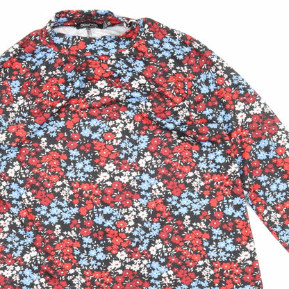 Boohoo Womens Black Floral  Pencil Dress  Size 12