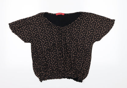 Nicole Danielle Womens Black Floral Jersey Basic T-Shirt Size XL