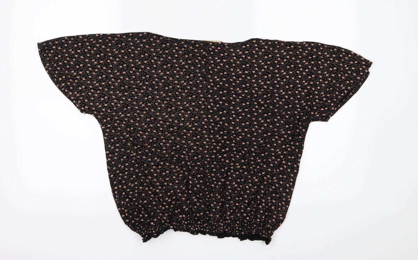 Nicole Danielle Womens Black Floral Jersey Basic T-Shirt Size XL