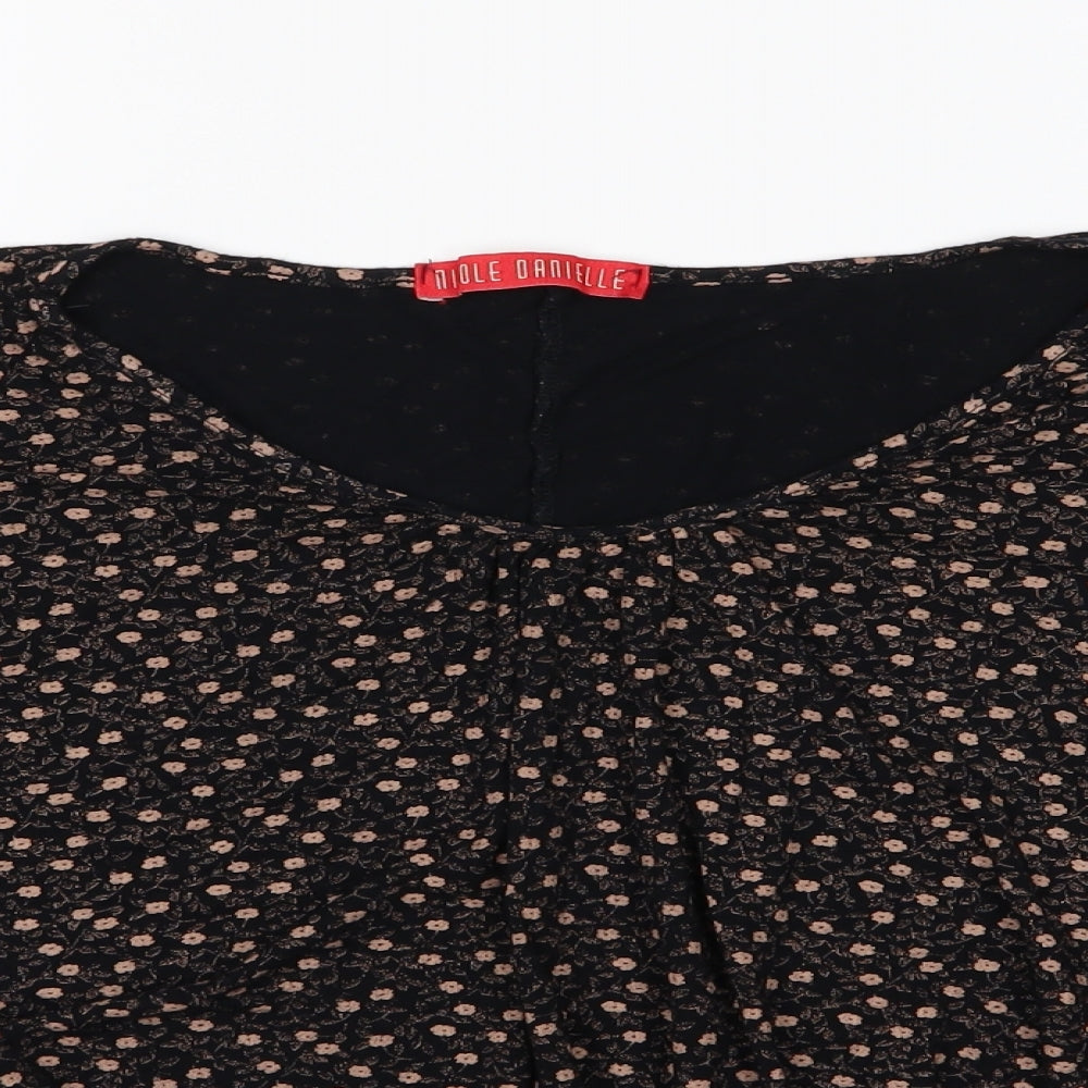 Nicole Danielle Womens Black Floral Jersey Basic T-Shirt Size XL