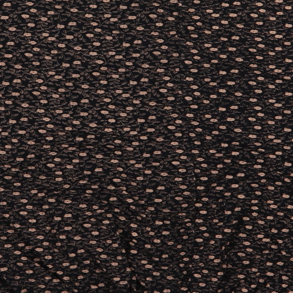 Nicole Danielle Womens Black Floral Jersey Basic T-Shirt Size XL