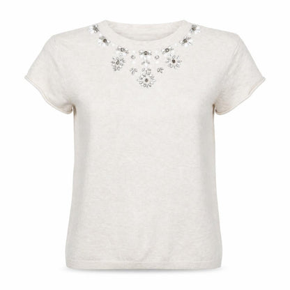 Warehouse Womens Ivory  Knit Pullover Jumper Size 14  - Beaded