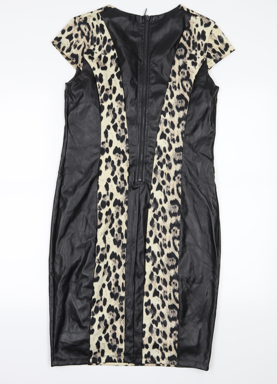 Definitions Womens Black Animal Print  Pencil Dress  Size 12