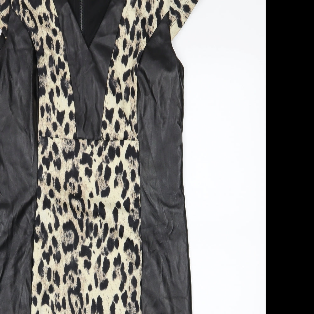 Definitions Womens Black Animal Print  Pencil Dress  Size 12