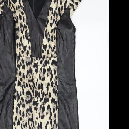 Definitions Womens Black Animal Print  Pencil Dress  Size 12