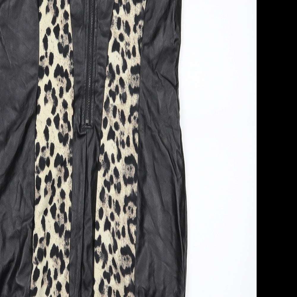 Definitions Womens Black Animal Print  Pencil Dress  Size 12