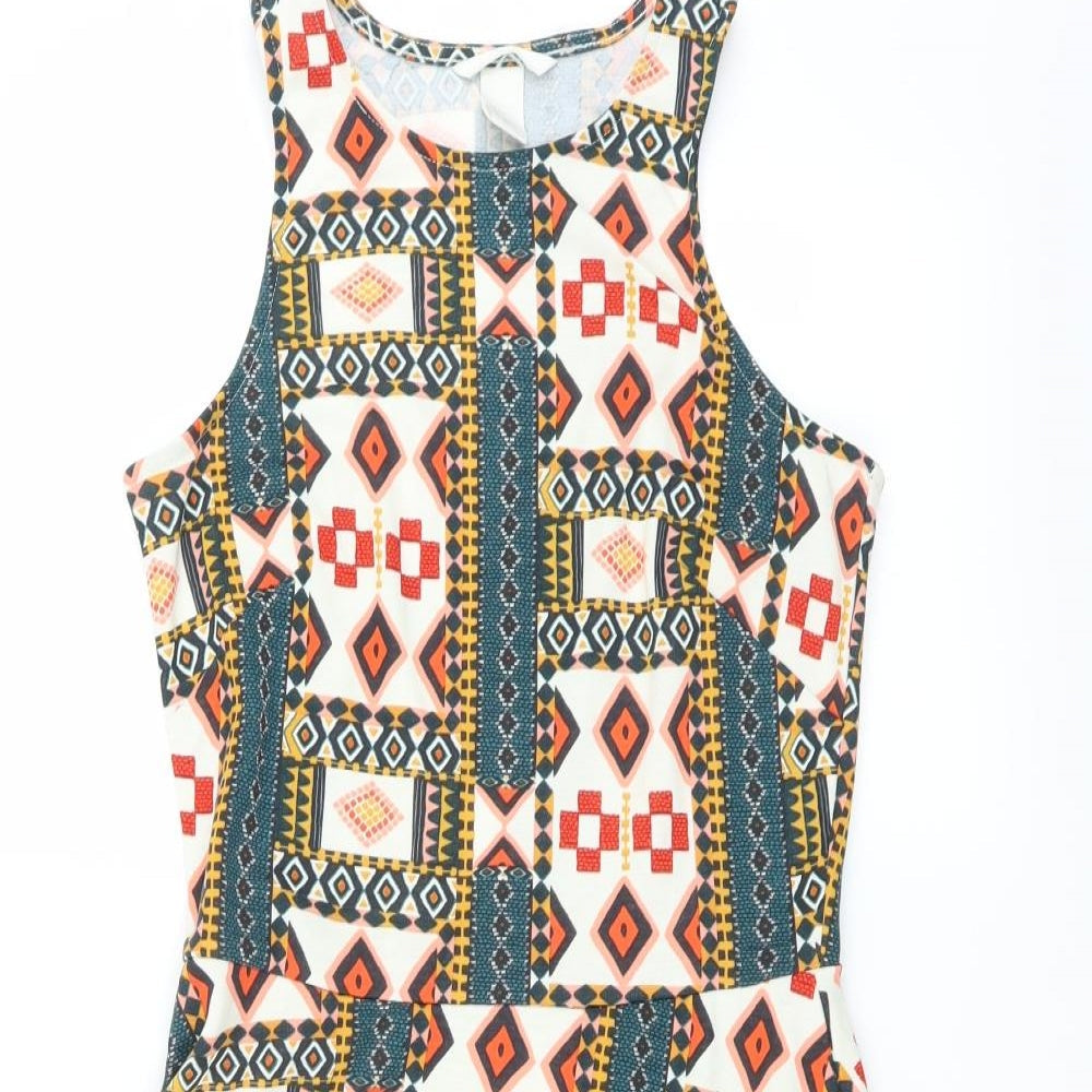 H&M Womens Multicoloured Geometric  Skater Dress  Size S