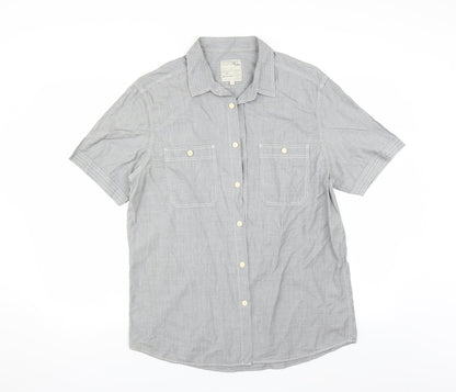 Mens UK Size L Burton Grey  Button-Up Short Sleeve Casual Shirt