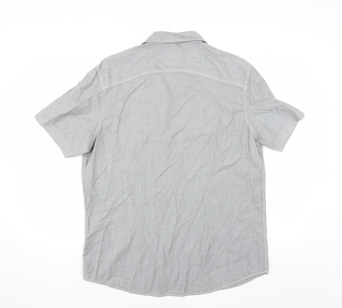 Mens UK Size L Burton Grey  Button-Up Short Sleeve Casual Shirt