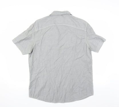 Mens UK Size L Burton Grey  Button-Up Short Sleeve Casual Shirt