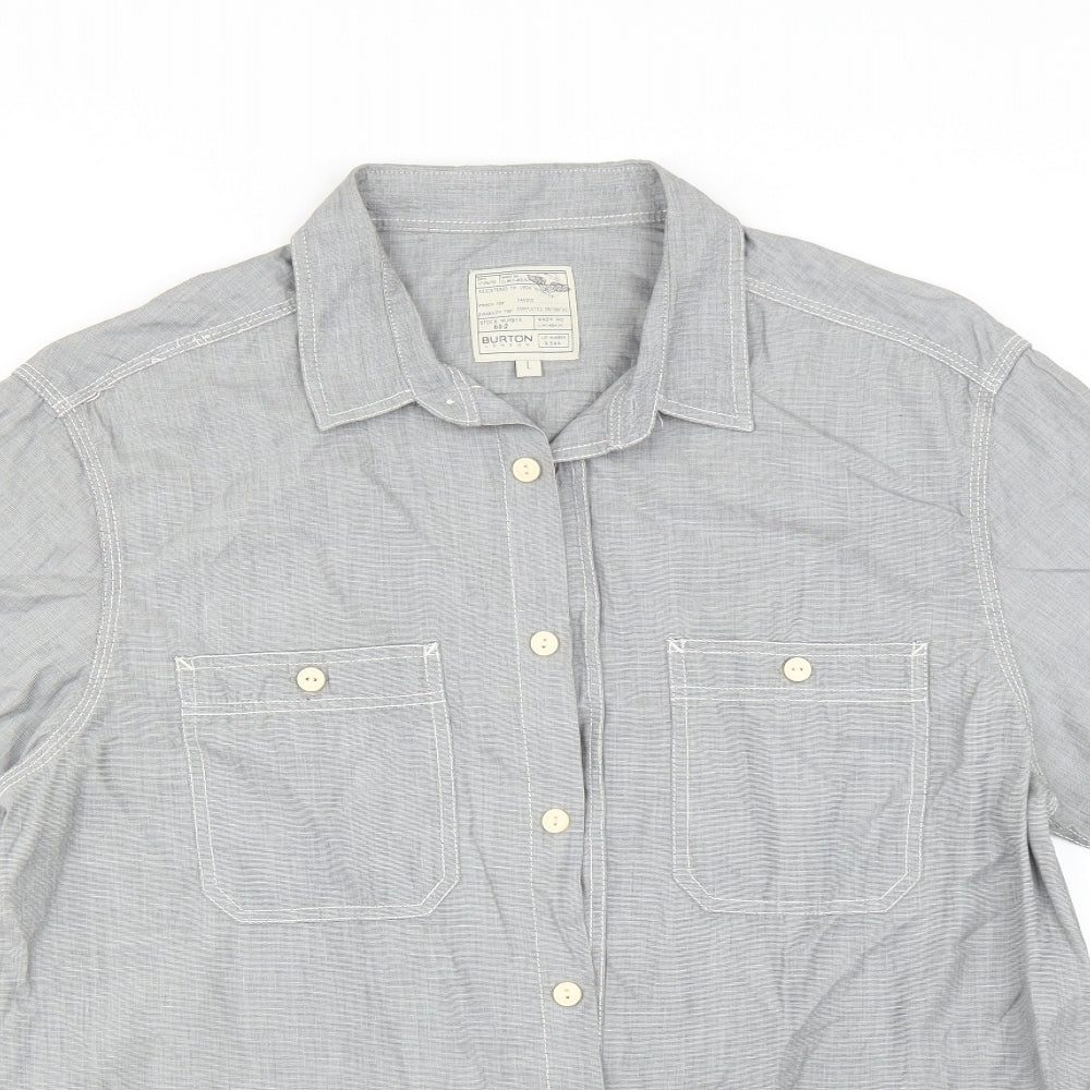 Mens UK Size L Burton Grey  Button-Up Short Sleeve Casual Shirt