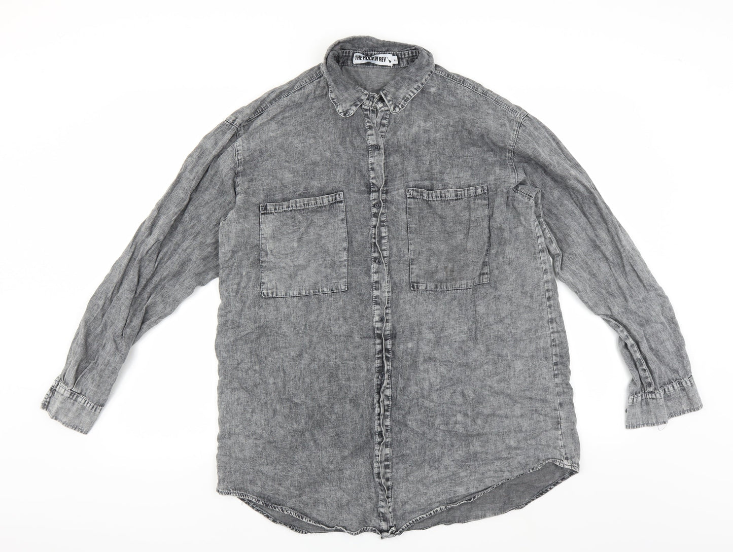 Rockn rev Mens Grey    Button-Up Size M