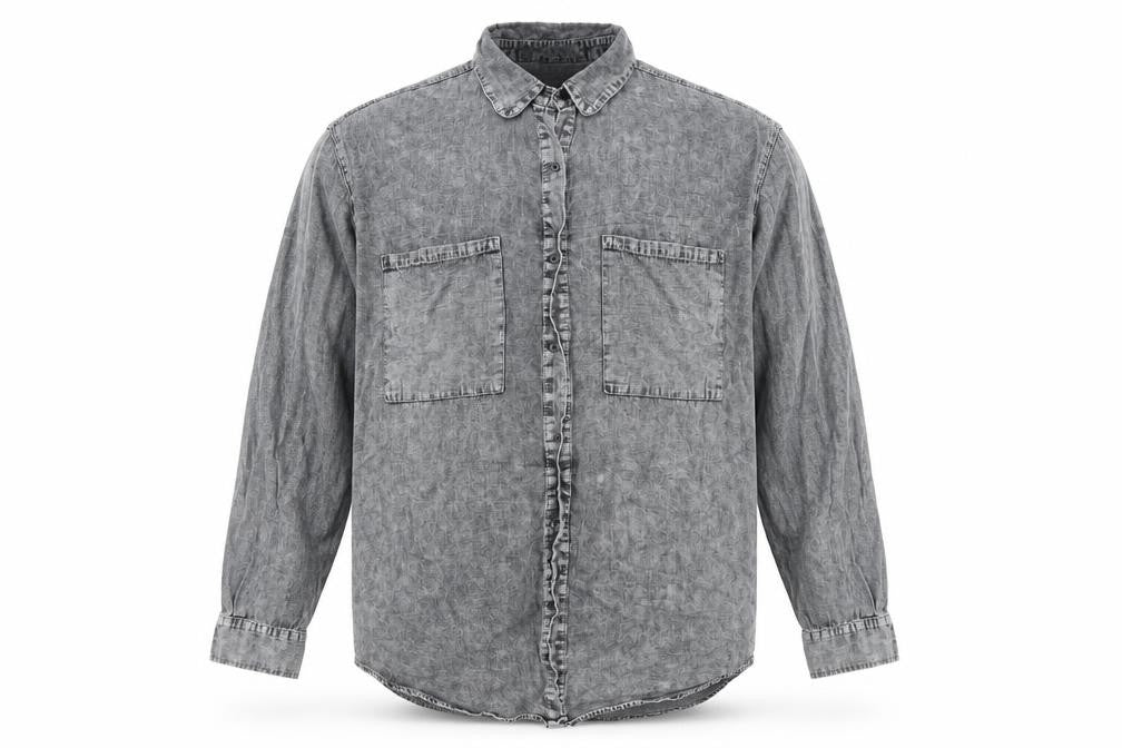 Mens UK Size M Rockn rev Grey  Button-Up Long Sleeve Casual Shirt