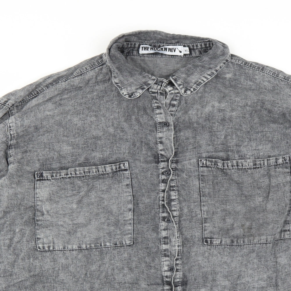 Rockn rev Mens Grey    Button-Up Size M