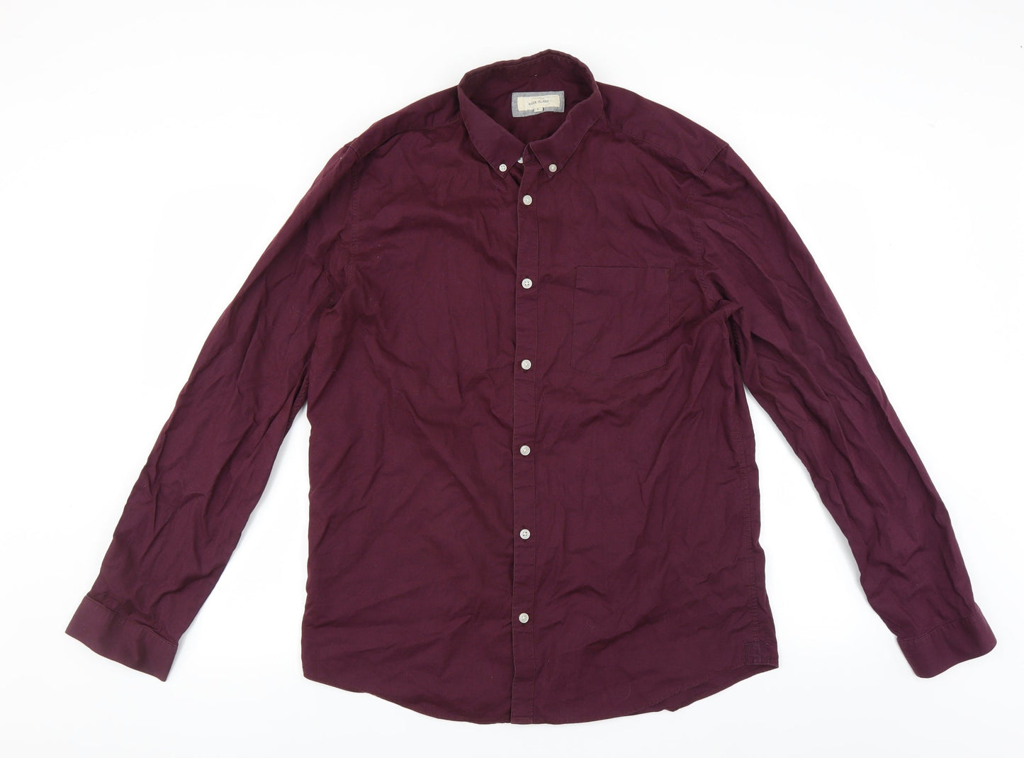 Mens UK Size L River Island Purple  Button-Up Long Sleeve Casual Shirt