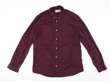 Mens UK Size L River Island Purple  Button-Up Long Sleeve Casual Shirt