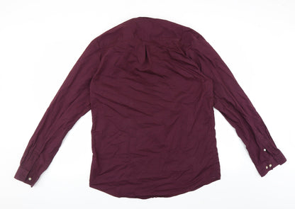 Mens UK Size L River Island Purple  Button-Up Long Sleeve Casual Shirt