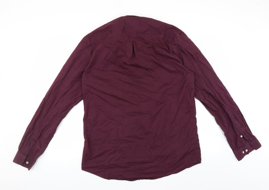 Mens UK Size L River Island Purple  Button-Up Long Sleeve Casual Shirt